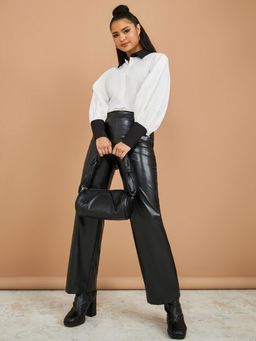 Styli - Contrast Collar & Cuff Volume Sleeves Regular Fit Shirt